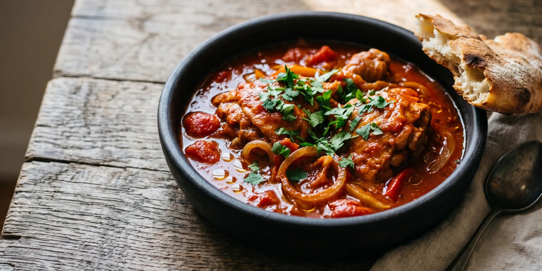 Куриные бедра нарезаны порционными кусками на разделочной доске