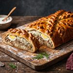 Кулебяка с мясом и рисом: слоёная начинка на дрожжевом тесте