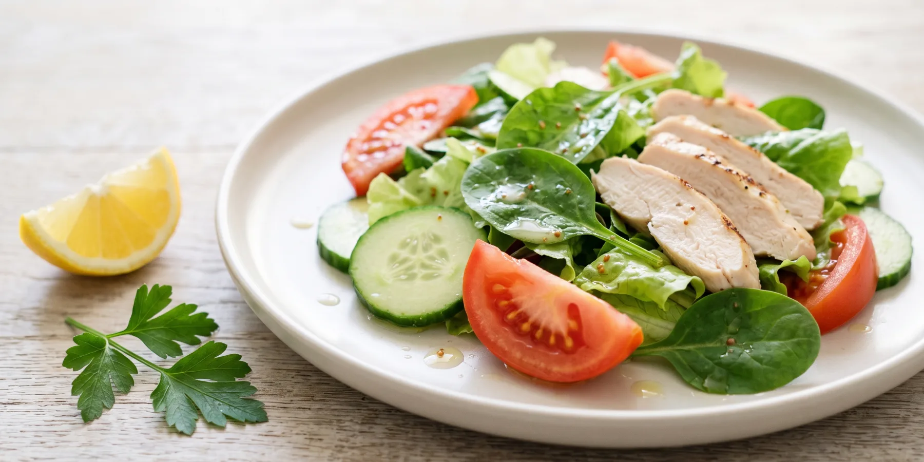 Варёная куриная грудка остывает в бульоне в кастрюле перед нарезкой для салата