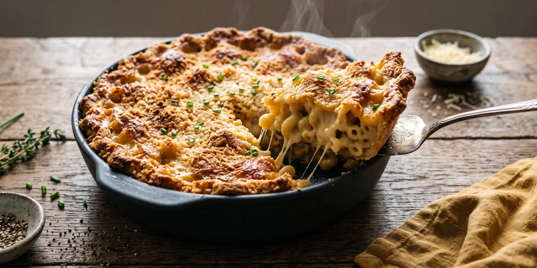 Макаронный пирог с чеддером — запеканка с корочкой из сухарей